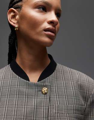 Asos Design Cropped High Collar Wrap Blazer In Gray