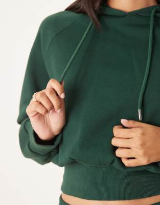 Asos Design Cropped Hoodie In Green