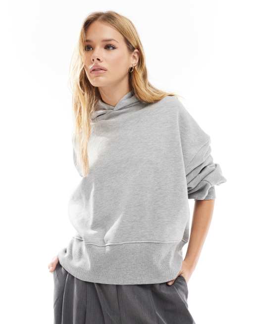 ASOS DESIGN - Cropped hoodie met oversized ballonmouwen in gemêleerd grijs