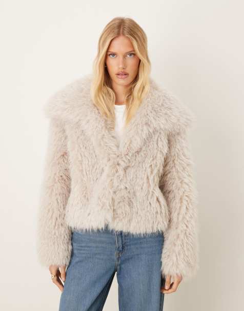 ASOS DESIGN - Cropped jack van imitatiebont in crème - view 1