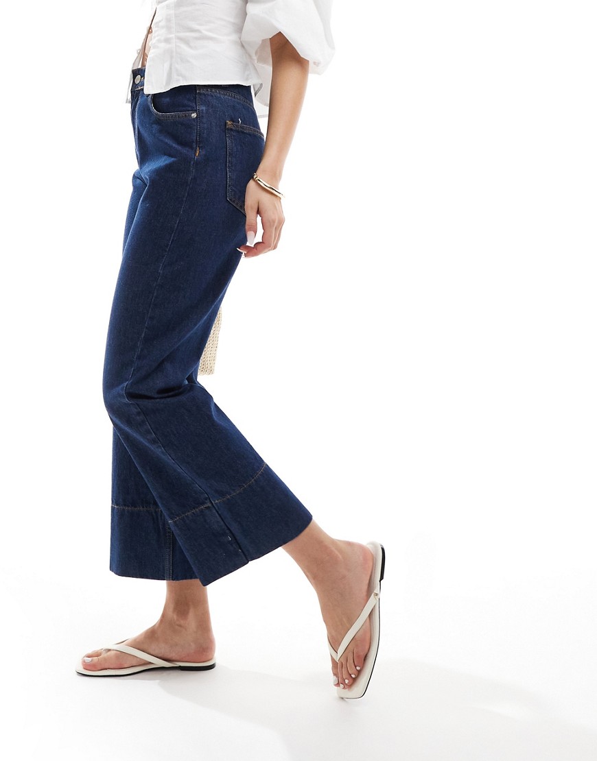 Asos Design Cropped Jeans In Indigo-blue