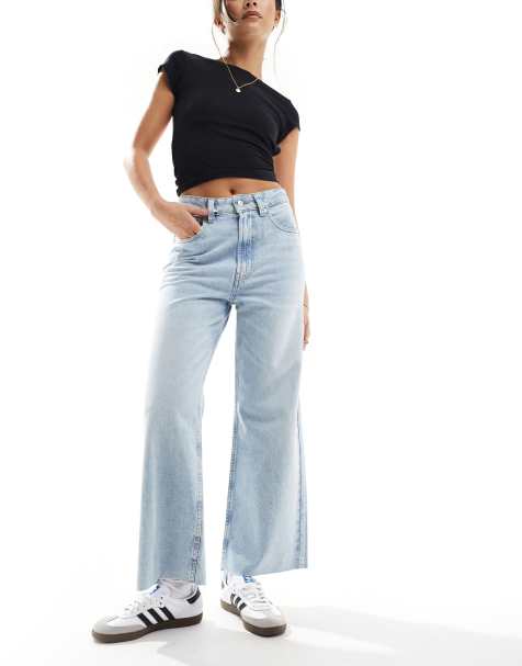ASOS DESIGN - Cropped jeans med vide ben i afbleget lyseblå - view 1