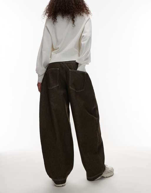 ASOS DESIGN - Cropped jeans met ballonpijpen in donkergroen, 3 van 5