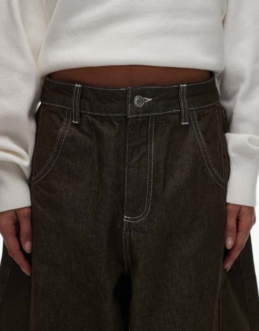 ASOS DESIGN - Cropped jeans met ballonpijpen in donkergroen, 4 van 5