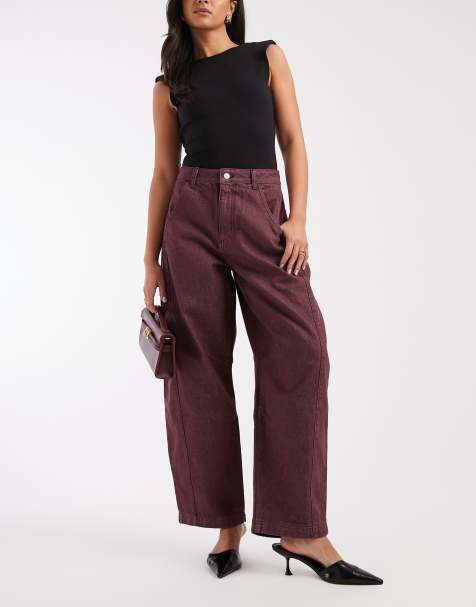 ASOS DESIGN - Cropped jeans met ballonpijpen in paars - view 1