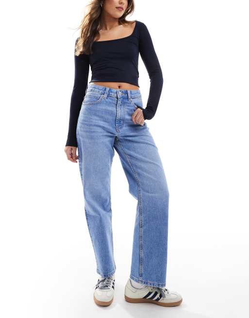 ASOS DESIGN - Cropped jeans met rechte pijpen en comfortabele stretch in felblauw