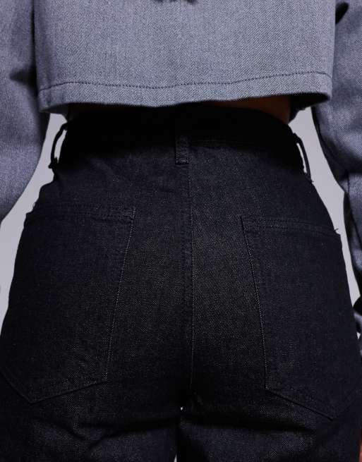 ASOS DESIGN - Cropped jeans met rechte pijpen en studs in zwart, 4 van 5