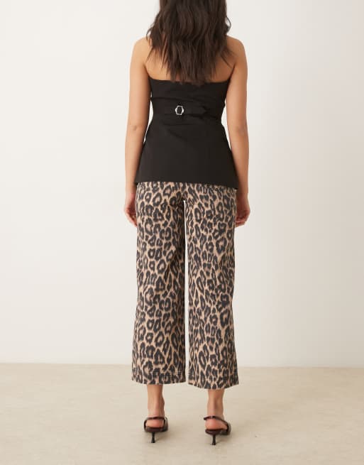 ASOS DESIGN - Cropped jeans met wijde pijpen in donkere luipaardprint, 5 van 5