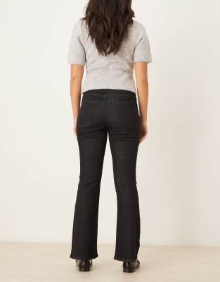 Asos Design Cropped Kick Flare Jeans In Black