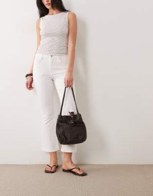 Asos Design Cropped Kick Flare Jeans In White