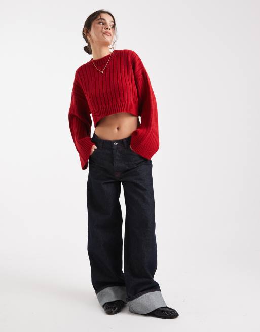 ASOS DESIGN cropped knit jumper with wide rib, 3 of 4