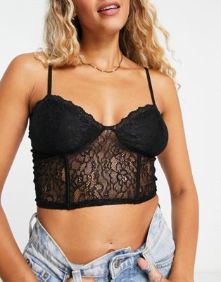 ASOS DESIGN cropped lace cami in black