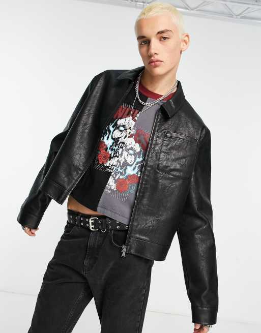 Asos Brand Faux Leather Bomber Jacket With Croc Effect, $85, Asos