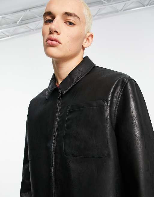 Asos leather look on sale jacket