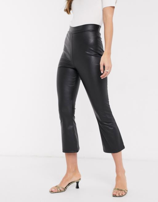 ASOS DESIGN cropped leather look kick flare trouser