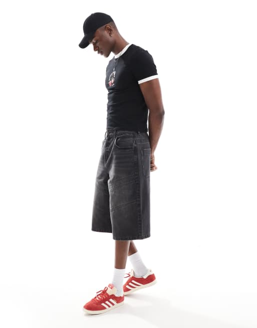 ASOS DESIGN cropped muscle t-shirt in black with cherry chest print, 2 of 4