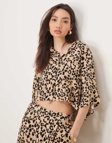 ASOS DESIGN - Cropped overhemd met dierenprint, deel van co-ord set - view 1