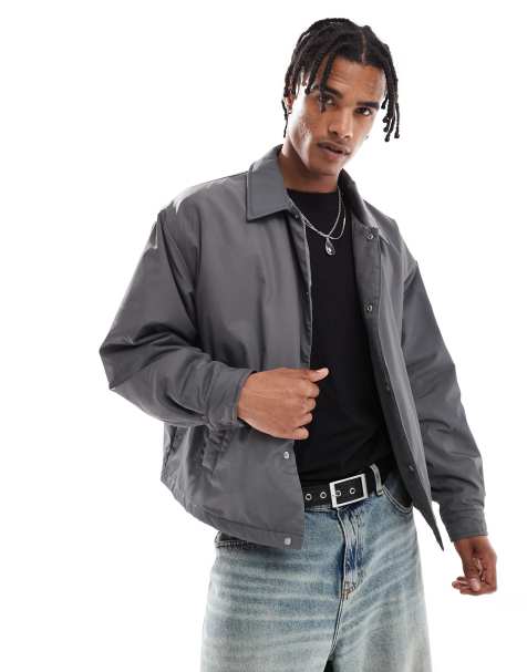 ASOS DESIGN – Cropped Oversize-Trainerjacke in Anthrazit - view 1