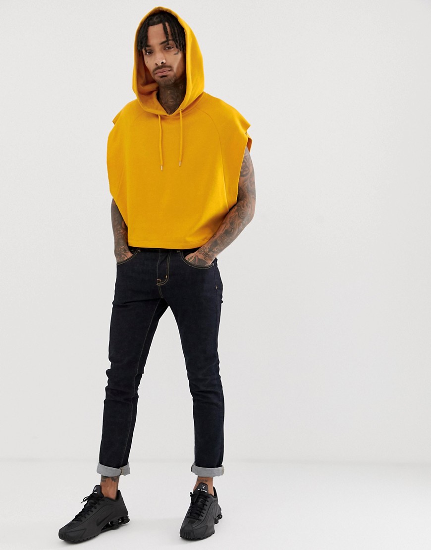 ASOS DESIGN - Cropped oversized hoodie met onafgewerkte zomen in geel