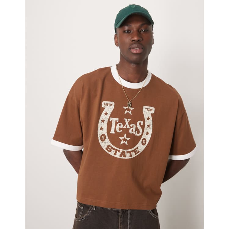 ASOS DESIGN cropped oversized ringer T-shirt with western