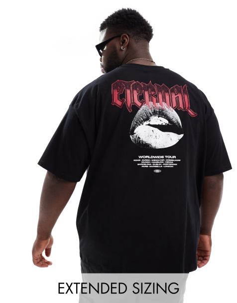 ASOS DESIGN cropped oversized t-shirt in black with back print - view 1