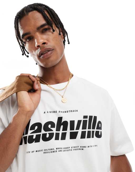 ASOS DESIGN cropped oversized t-shirt with city graphic in white, 4 of 4