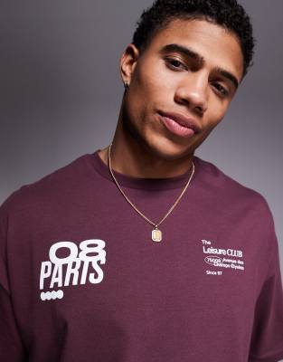 Asos Design Cropped Oversized T-shirt With Graphics In Red