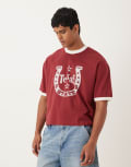 [ASOS DESIGN] ASOS DESIGN cropped oversized t-shirt with horseshoe graphic in rusty red S Syrah