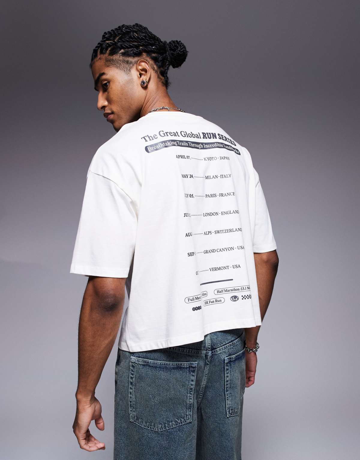 ASOS DESIGN cropped oversized t-shirt with sport front print in white