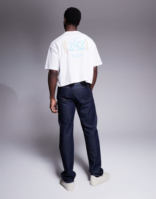 ASOS DESIGN cropped oversized t-shirt with sport graphic in white
