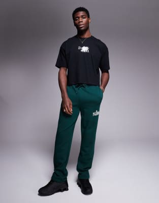 Asos Design Cropped Oversized T-shirt With Sports Chest Print In Black