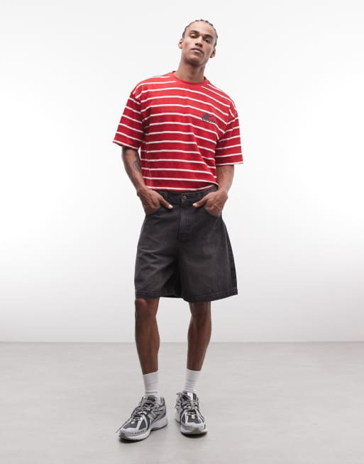 ASOS DESIGN cropped oversized t-shirt with star graphic in red stripe, 3 of 5