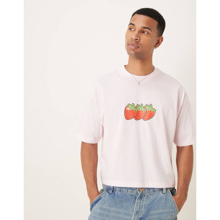 ASOS DESIGN cropped oversized T-shirt with strawberry