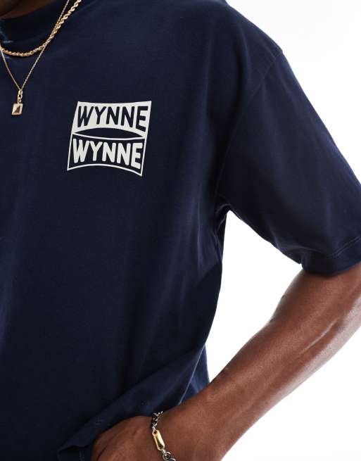 ASOS DESIGN cropped oversized t-shirt with street graphic in navy