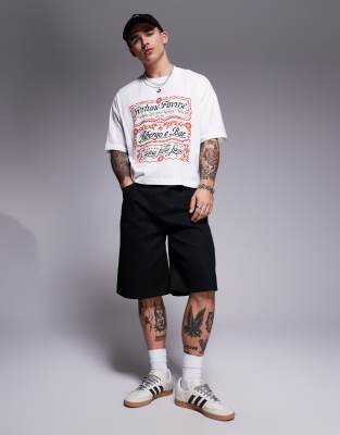 Asos Design Cropped Oversized T-shirt With Text Graphic