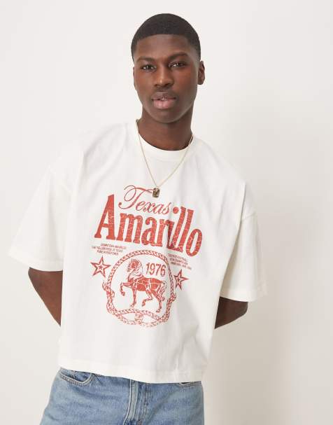 ASOS DESIGN cropped oversized T-shirt with western graphic in cream - view 1