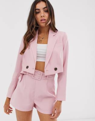 pink cropped blazer