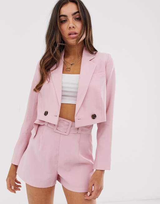 Cropped shop blazer pink