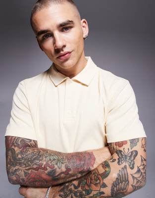 Asos Design Cropped Polo With Chest Embroidery