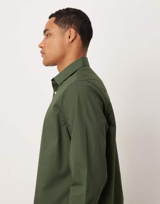 ASOS DESIGN – Cropped Popeline-Hemd in Khaki, in regulärer Passform, 4 von 5