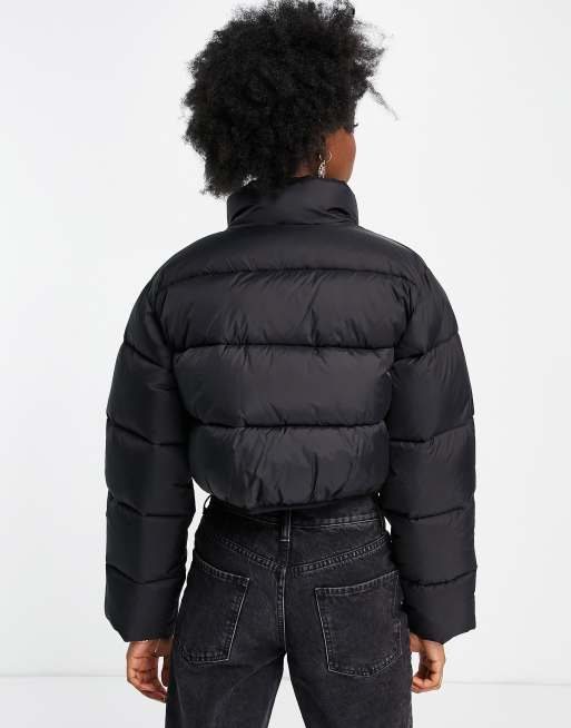 ASOS DESIGN cropped puffer jacket in black - BLACK