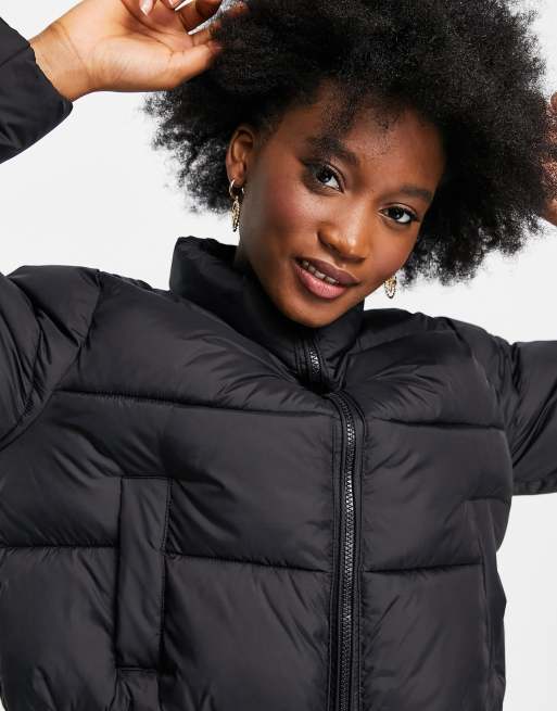 ASOS DESIGN cropped puffer jacket in black - BLACK