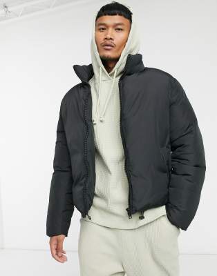 ASOS DESIGN cropped puffer jacket in black