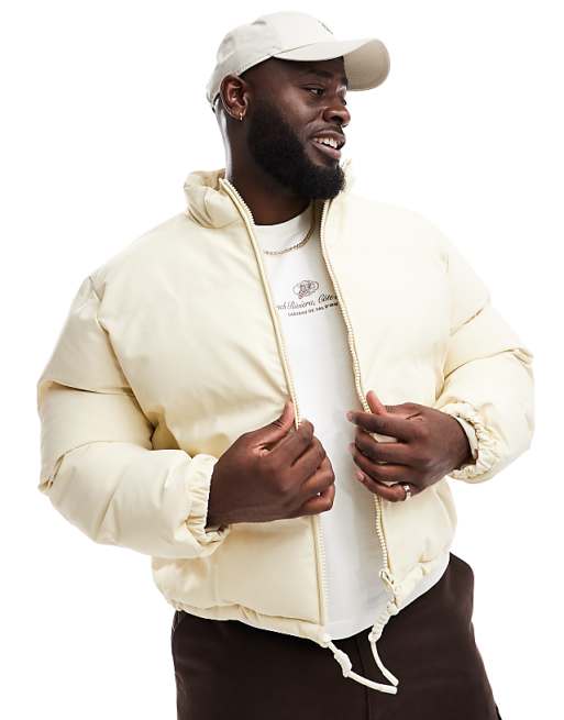 ASOS DESIGN cropped puffer jacket in ecru | ASOS ASOS DESIGN cropped puffer jacket in ecru | ASOS