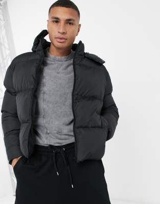 cropped padded jacket with hood