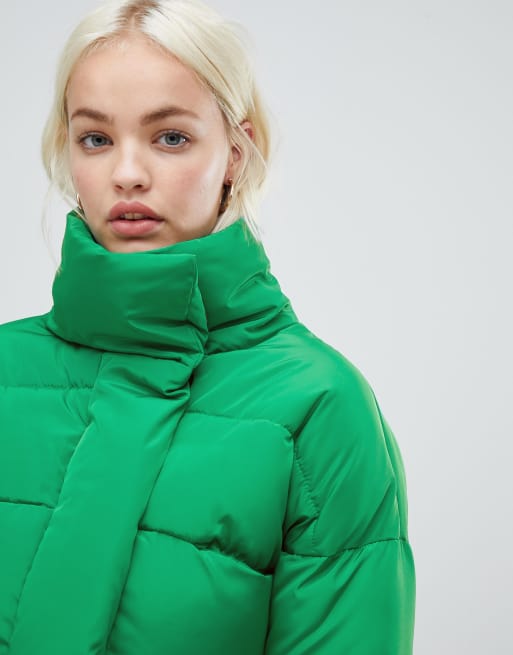 Cropped green puffer jacket sale