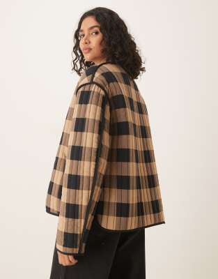 Asos Design Cropped Quilted Jacket In Multi