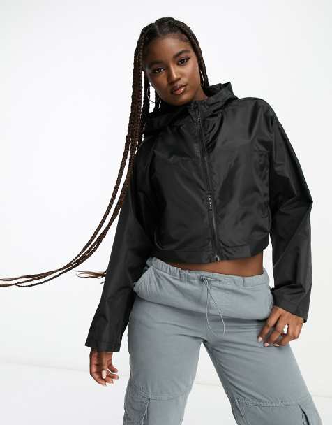 Black cropped best sale hooded jacket