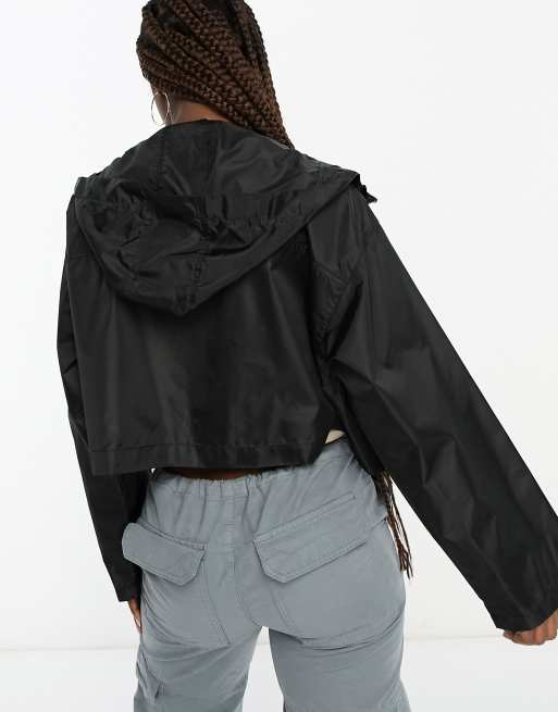 Cropped black sale hooded jacket