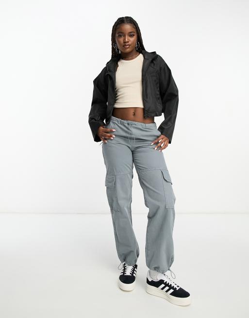 Black cropped rain sales jacket